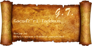 Gacsári Taddeus névjegykártya